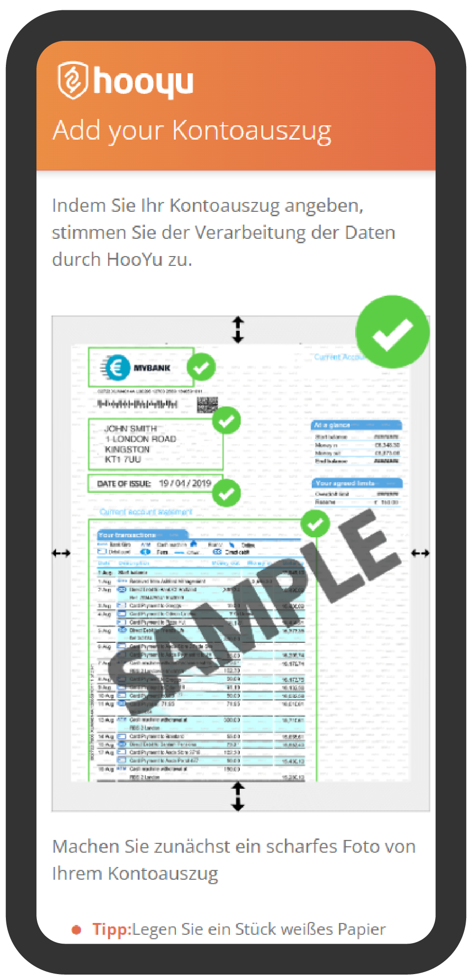 Nachweis über die Adressübereinstimmung